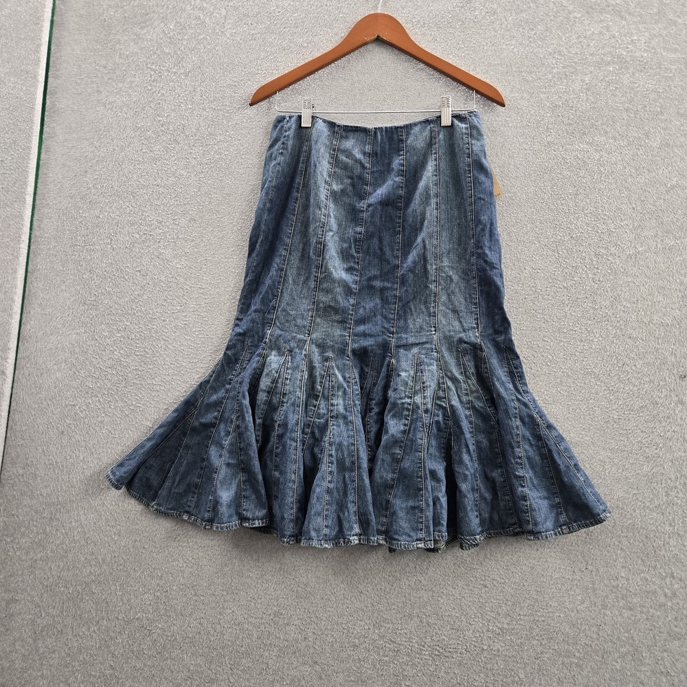 VINTAGE Lauren Jeans Company Ralph Lauren Women Skirt 2 Blue Denim Trumpet NWT